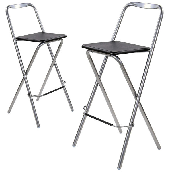 Ivy Bronx 2 X Folding Bar Stool Chair Wooden Effect Breakfast Barstool Kitchen Restaurant